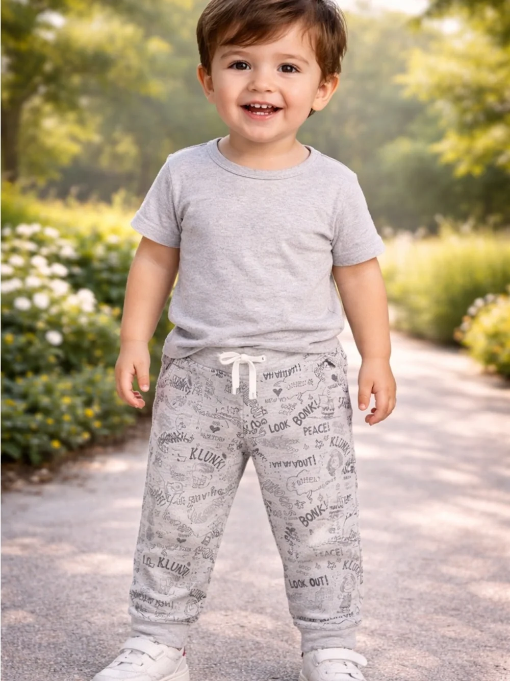 Kids Gray Graphic Jogger Pajama pants - Toddler Comfort